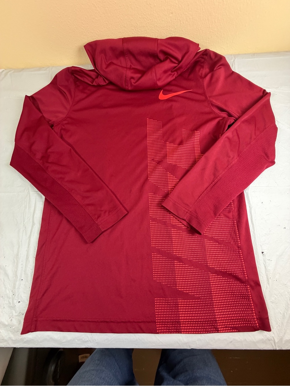 Nike‎ Kids Red Hooded Sweatshirt with Subtle Dot Graphic